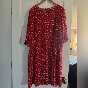 Boden, Women’s, Size 14, Red Star Knee Length Dress